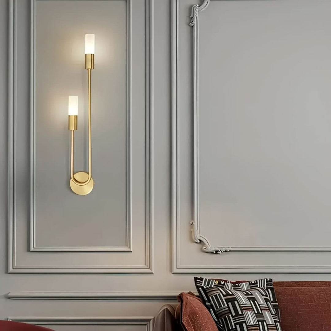 Lisslune | Modern Gold Wall Sconce – Dual Frosted Glass Lights