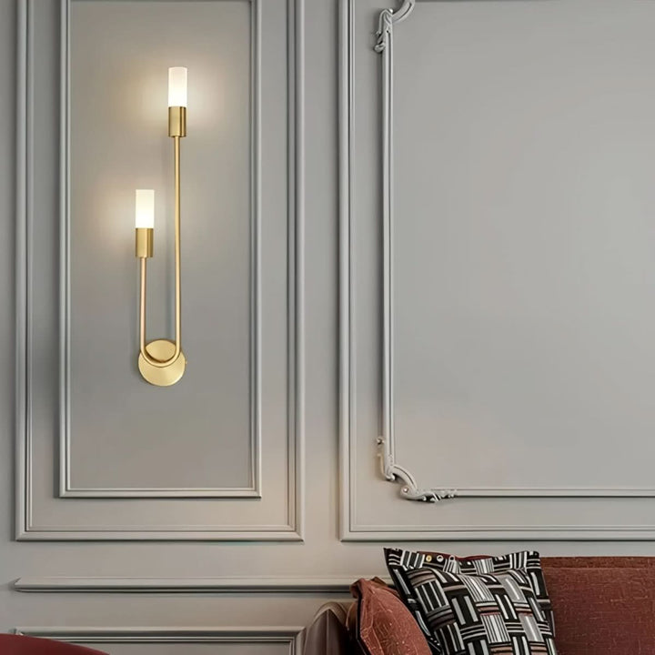 Lisslune | Modern Gold Wall Sconce – Dual Frosted Glass Lights