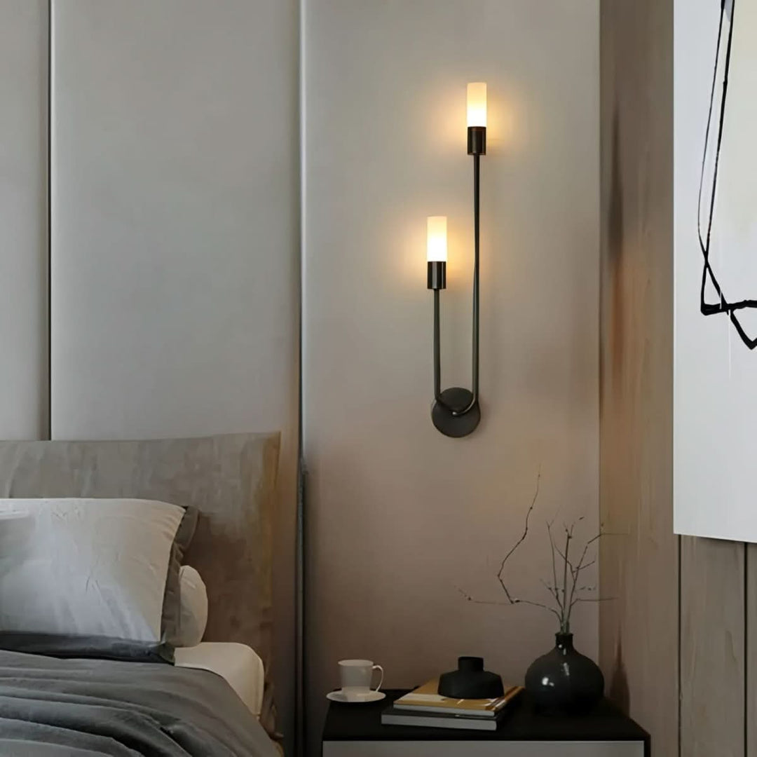 Lisslune | Modern Gold Wall Sconce – Dual Frosted Glass Lights