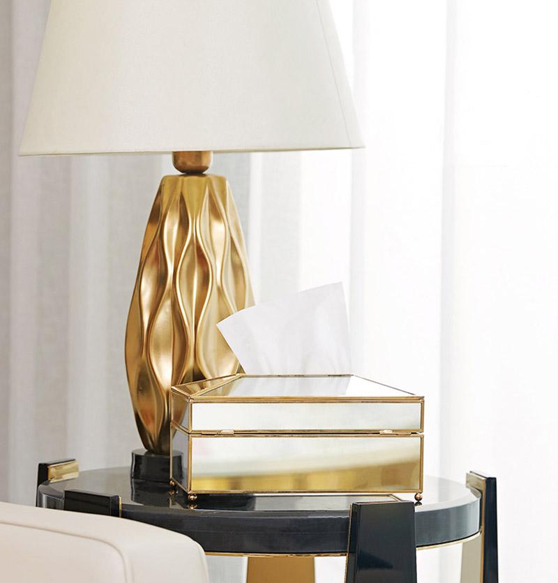 Rynx Elegance Nordic Gold Interior Glass Tissue Box