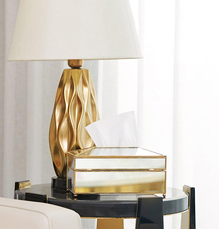 Rynx Elegance Nordic Gold Interior Glass Tissue Box