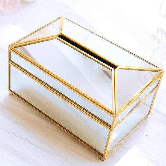 Rynx Elegance Nordic Gold Interior Glass Tissue Box