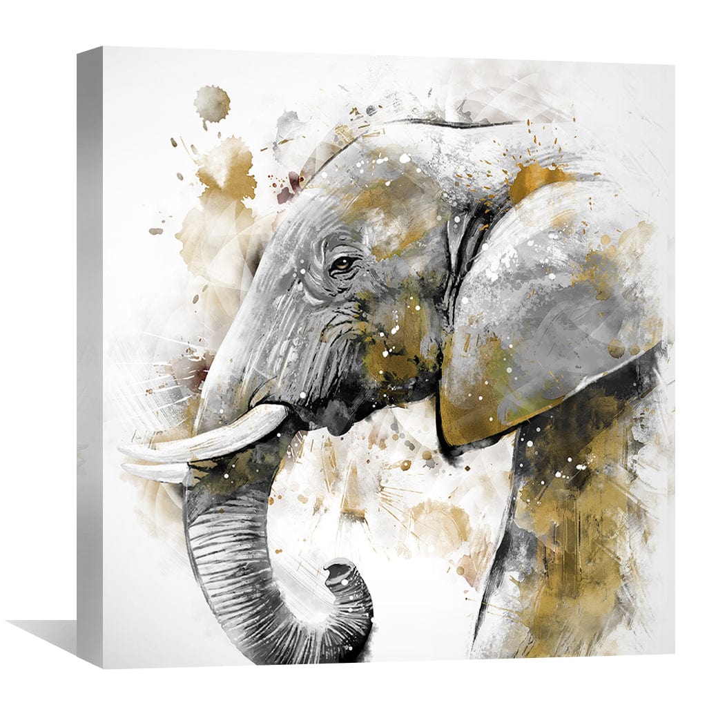 Lisslune | Golden Splash Elephant Canvas