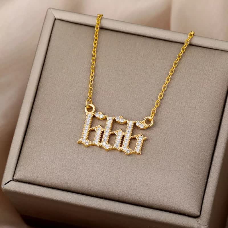Lisslune | Zirconia English Numbers Necklace – Seraphina