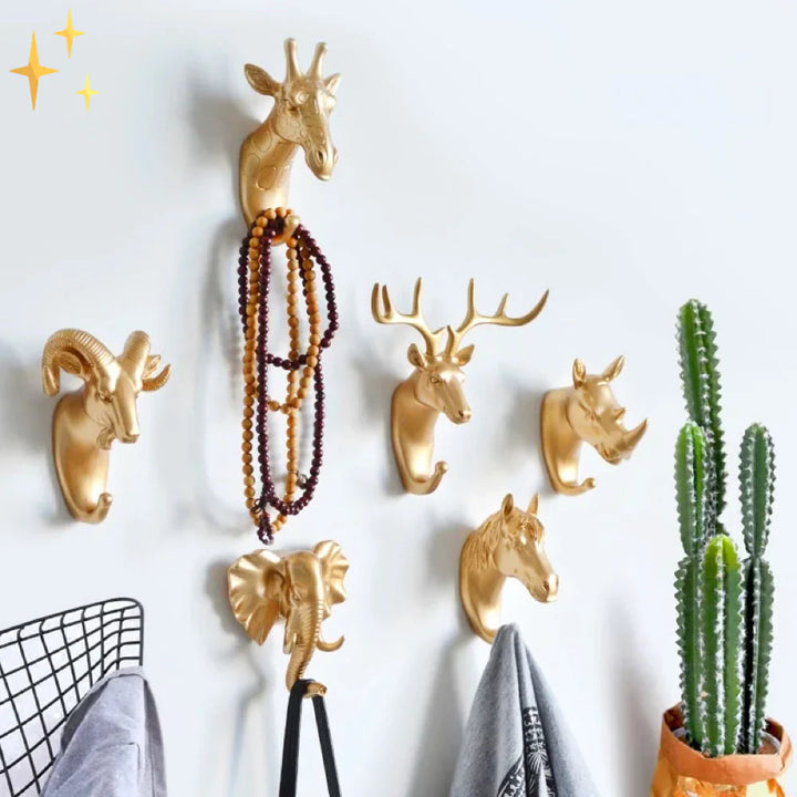 Lisslune | Luxurious Golden Animal Head Wall Hook for Keys