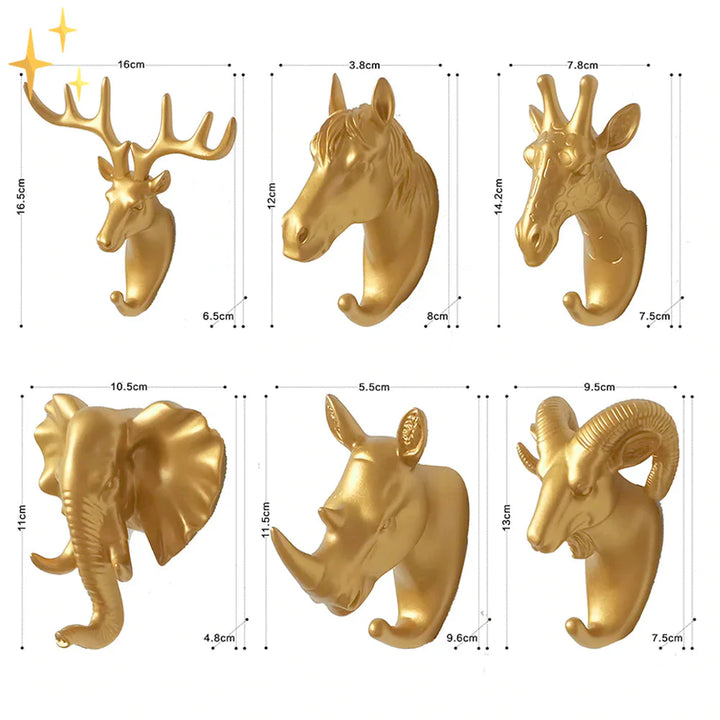 Lisslune | Luxurious Golden Animal Head Wall Hook for Keys
