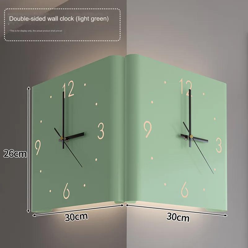 Lisslune | Double-Sided Illuminated Corner Silent Wall Clock