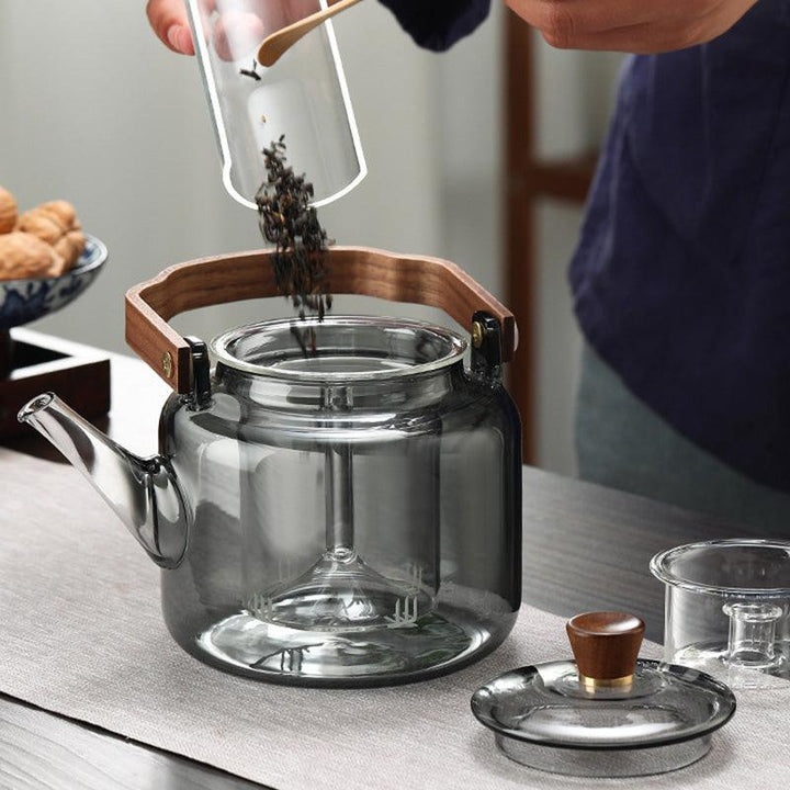 Lisslune | Grijzen Teekanne | Wood & Glass, Tea Maker