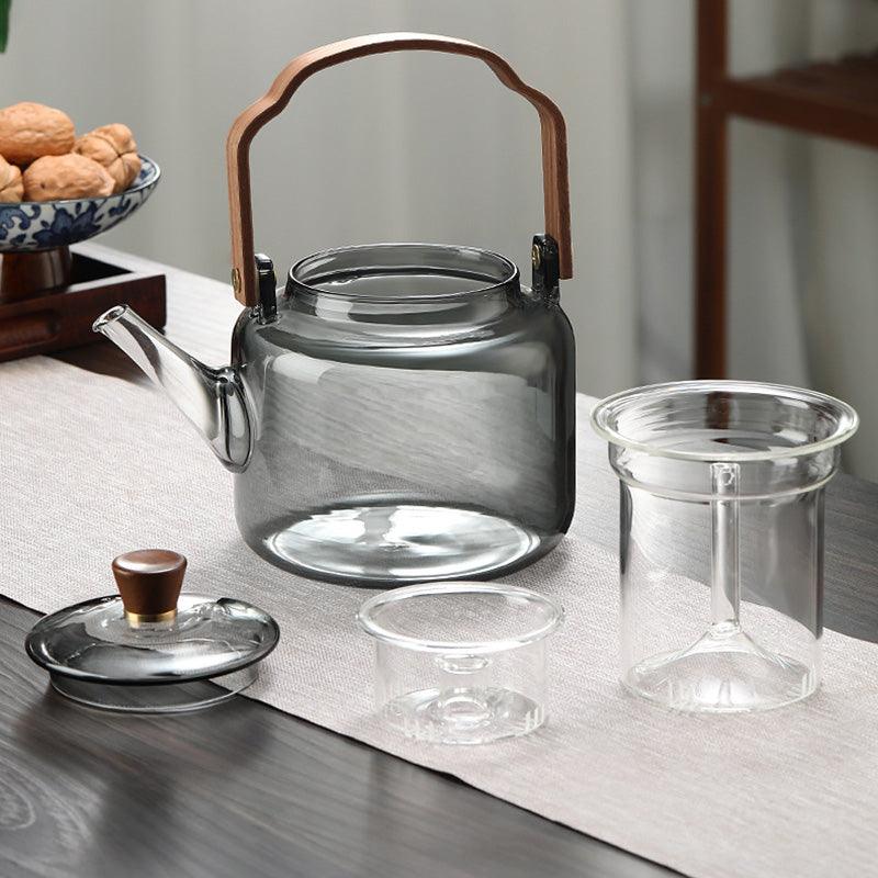 Lisslune | Grijzen Teekanne | Wood & Glass, Tea Maker