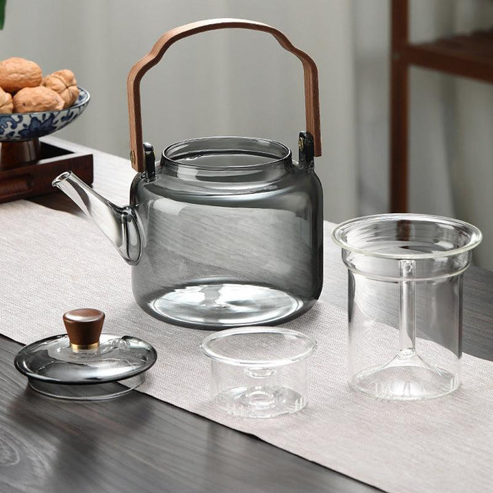 Lisslune | Grijzen Teekanne | Wood & Glass, Tea Maker
