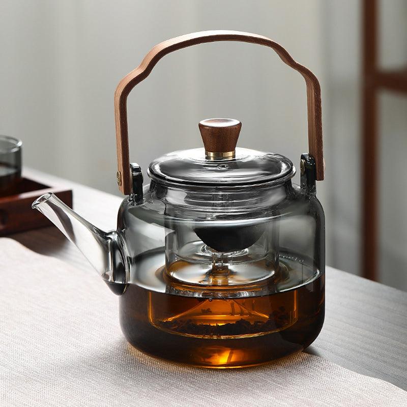 Lisslune | Grijzen Teekanne | Wood & Glass, Tea Maker