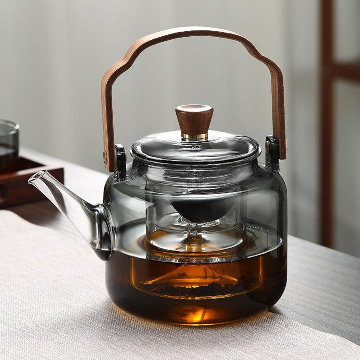 Lisslune | Grijzen Teekanne | Wood & Glass, Tea Maker