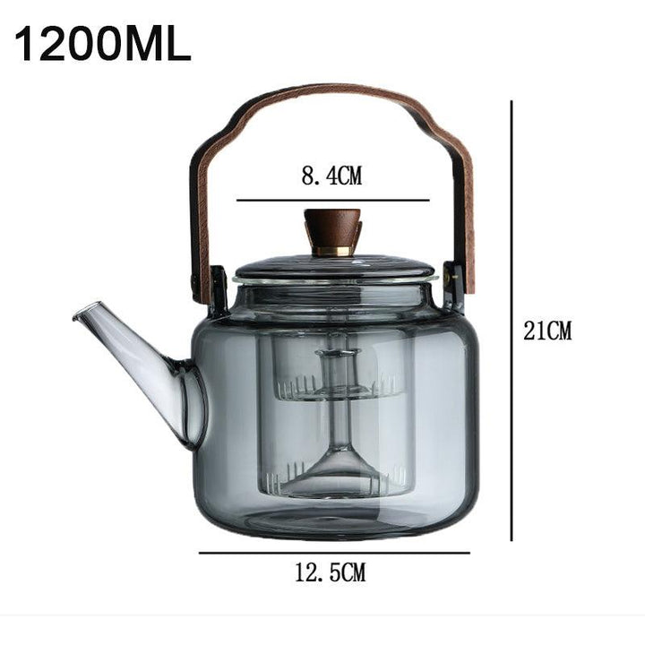 Lisslune | Grijzen Teekanne | Wood & Glass, Tea Maker