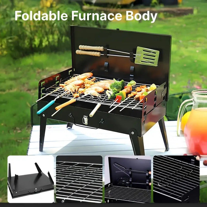 Lisslune | Grillmate Fold – Foldable Steel Suitcase Grill for Garden, Camping & Outdoor BBQ