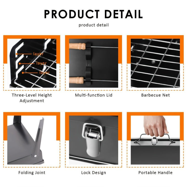 Lisslune | Grillmate Fold – Foldable Steel Suitcase Grill for Garden, Camping & Outdoor BBQ