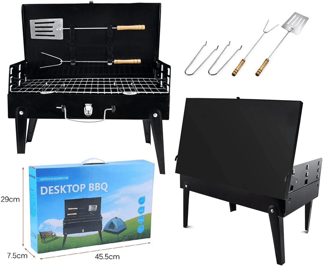 Lisslune | Grillmate Fold – Foldable Steel Suitcase Grill for Garden, Camping & Outdoor BBQ