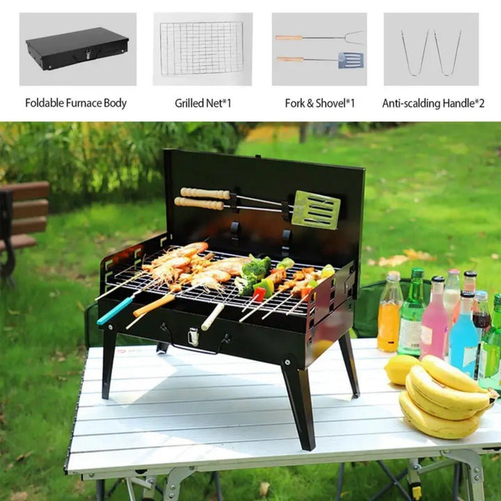 Lisslune | Grillmate Fold – Foldable Steel Suitcase Grill for Garden, Camping & Outdoor BBQ