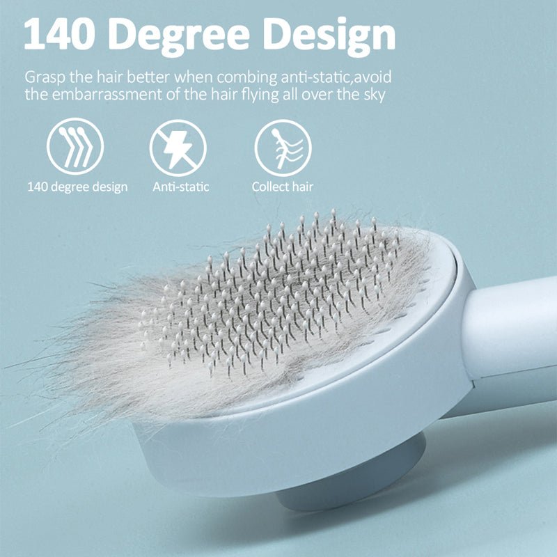 Lisslune | GROOMCLICK – Self-Cleaning Cat Brush for Gentle Grooming & Less Shedding