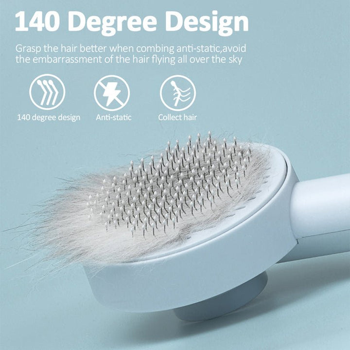 Lisslune | GROOMCLICK – Self-Cleaning Cat Brush for Gentle Grooming & Less Shedding