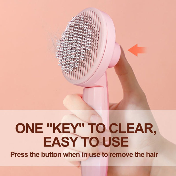 Lisslune | GROOMCLICK – Self-Cleaning Cat Brush for Gentle Grooming & Less Shedding