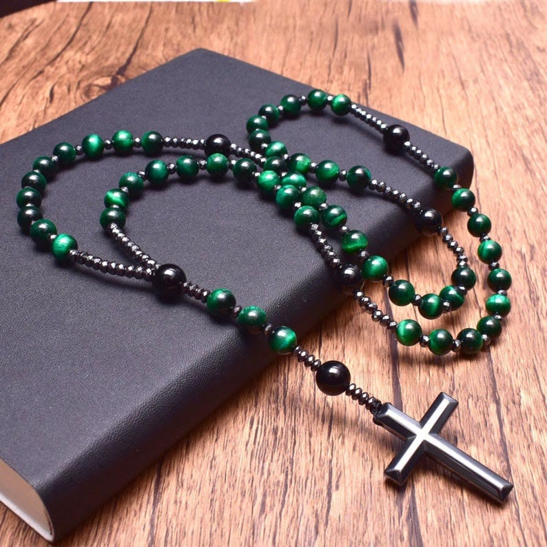 Lisslune | Orion Spiritual Necklace with Tiger Eye & Lapis Lazuli – Men's Rosary