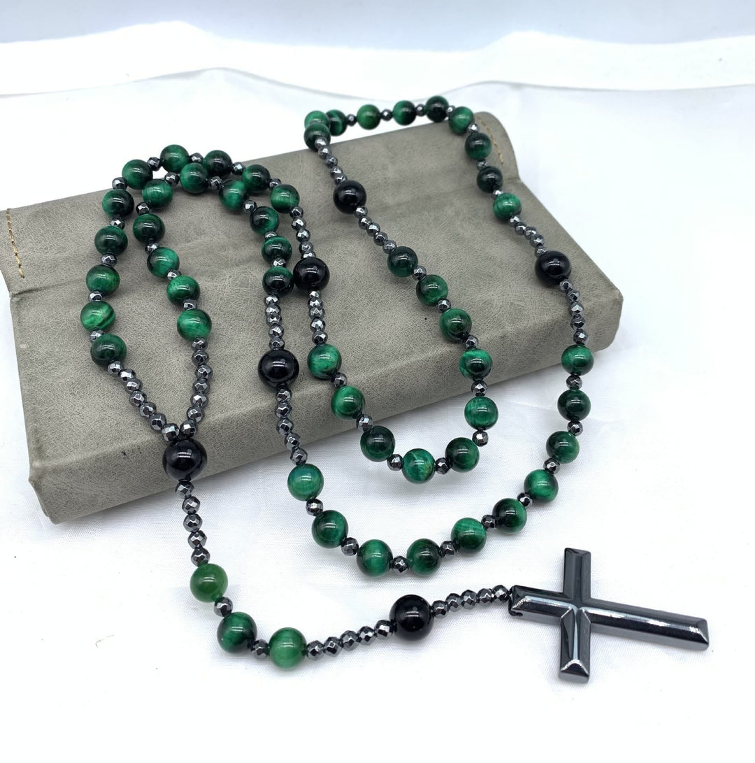Lisslune | Orion Spiritual Necklace with Tiger Eye & Lapis Lazuli – Men's Rosary