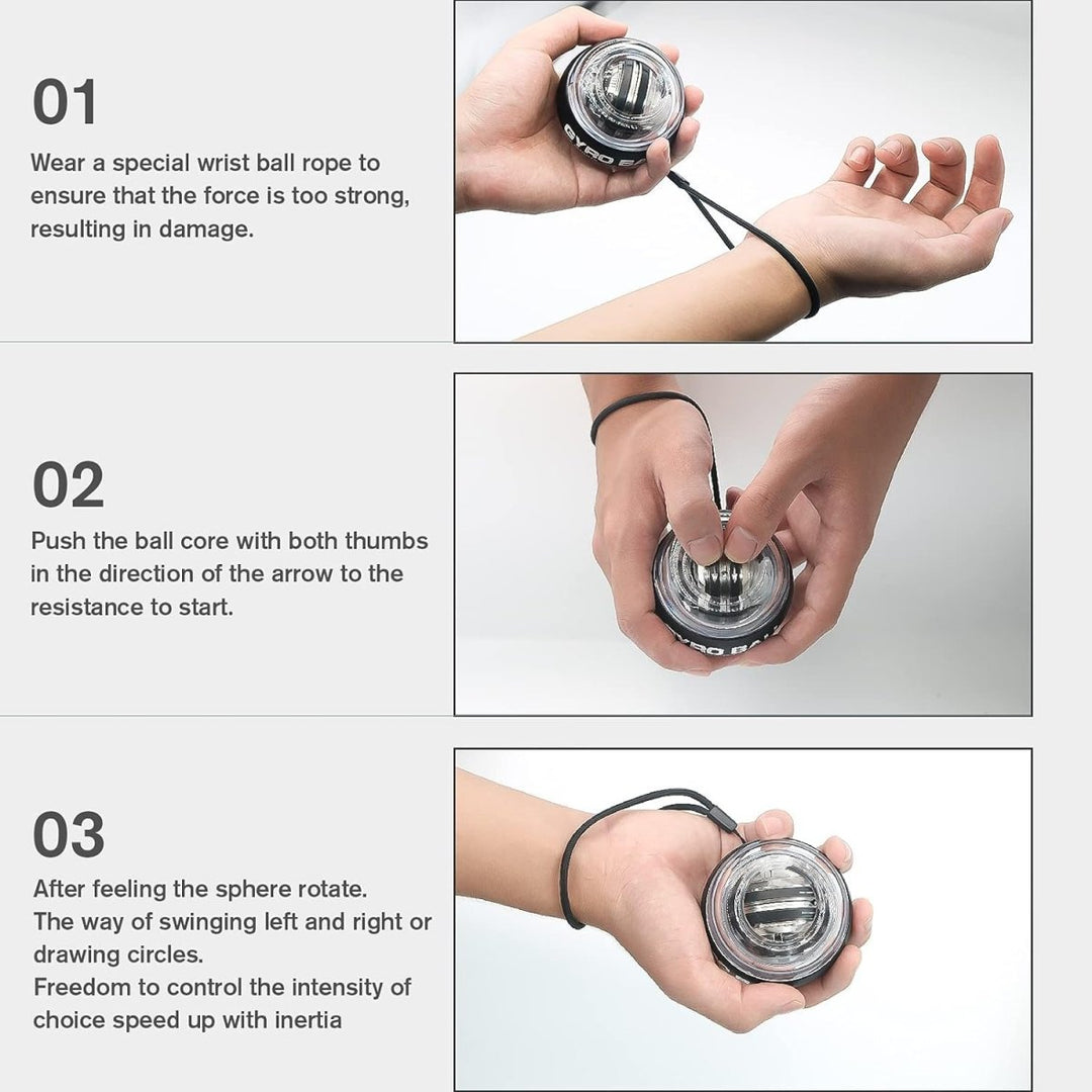 Lisslune | Gyropower Self-Starting Forearm Trainer – Gyroscopic Hand Exerciser for Grip Strength and Wrist Training