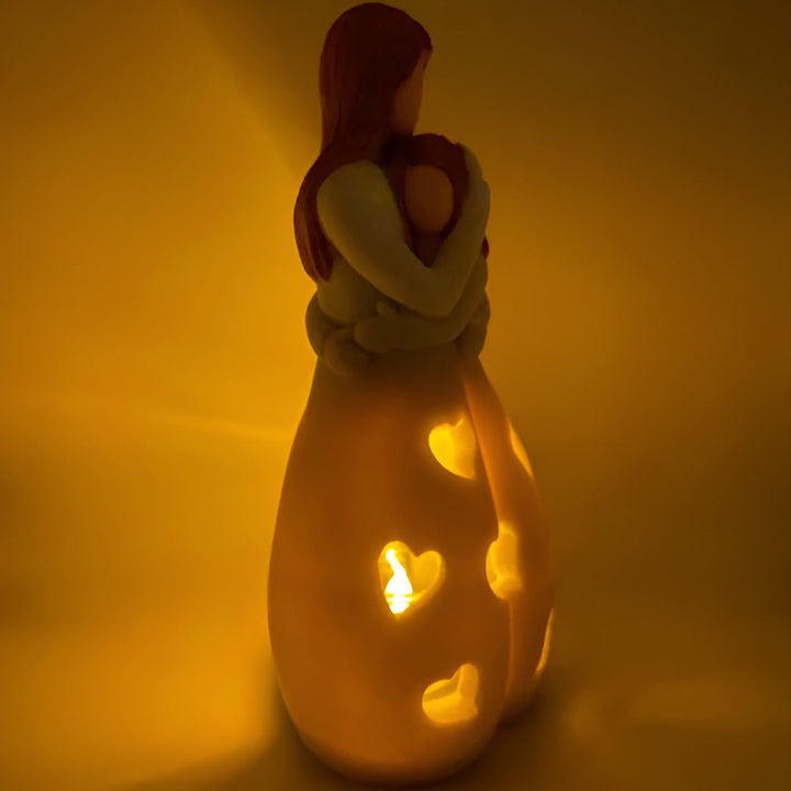 Lisslune | Embracing Mother Daughter Figure Flickering Candle Holder - LoveGlow