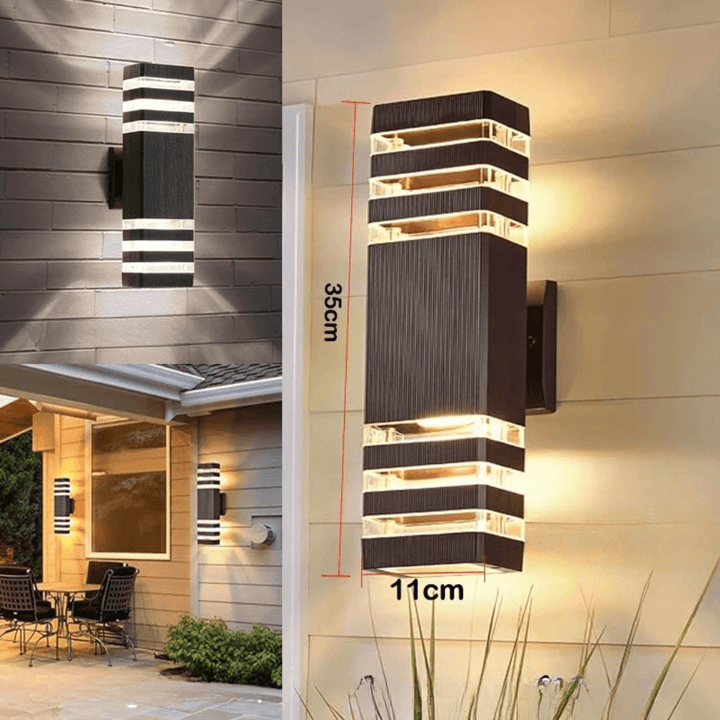 Lisslune | LumiBloc LED Outdoor Wall Light – Modern IP65 Up & Down Design with E27 Socket