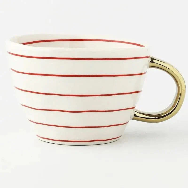 Lisslune | Hand‑Painted Ceramic Mug with Gold Handle
