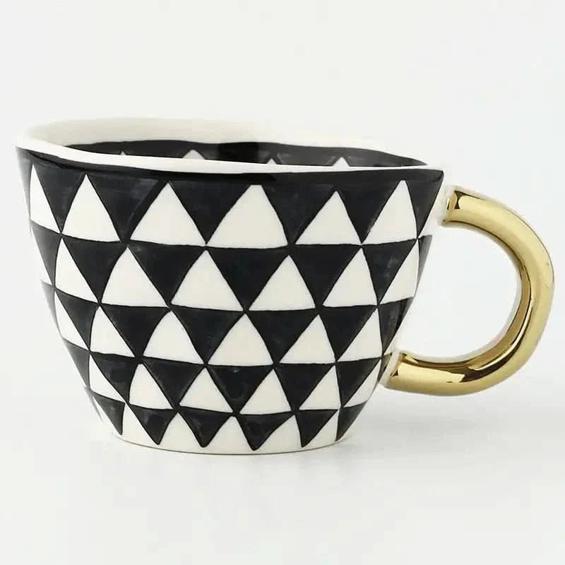 Lisslune | Hand‑Painted Ceramic Mug with Gold Handle