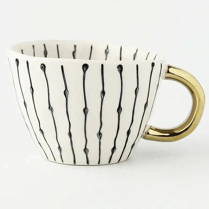 Lisslune | Hand‑Painted Ceramic Mug with Gold Handle