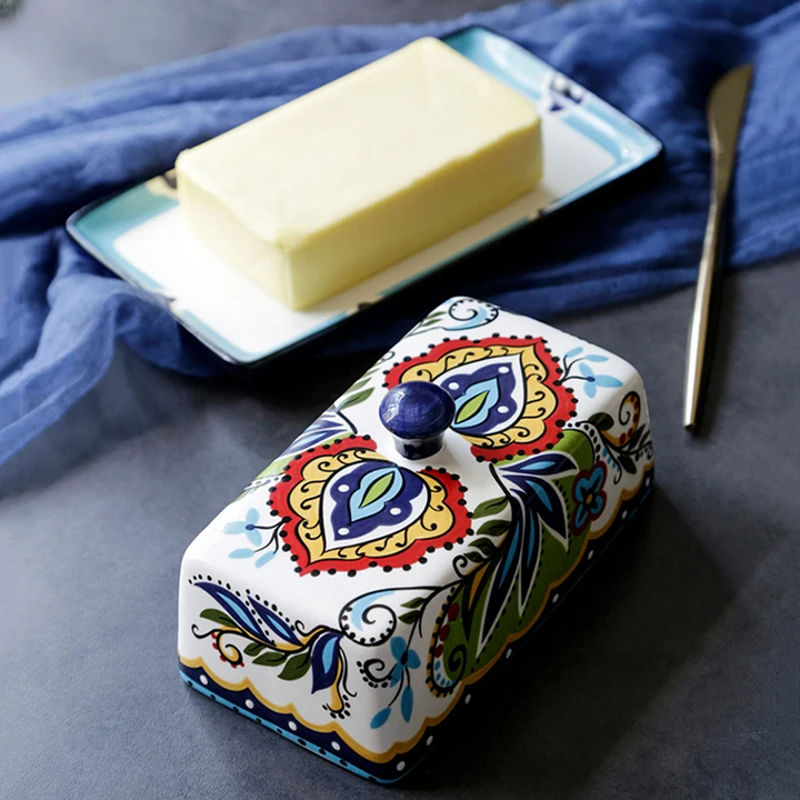 Lisslune | Hand-Painted Tuscan-Style Butter Dish - TuscanCharm
