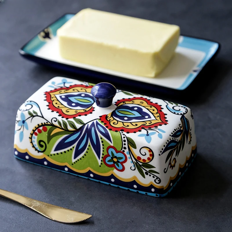 Lisslune | Hand-Painted Tuscan-Style Butter Dish - TuscanCharm