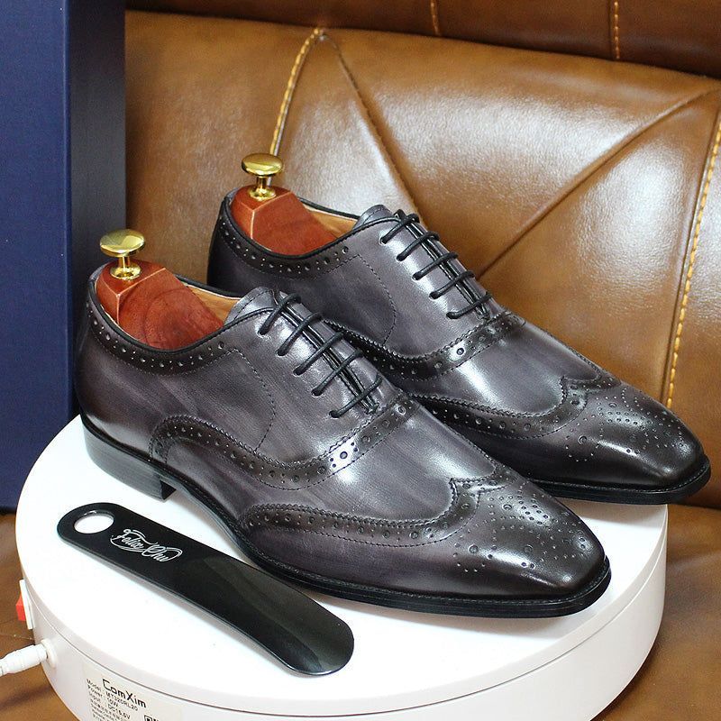 Lisslune | Handcrafted Men's Oxford Shoes Leather Brogue Dress Classic Business Formal Shoes