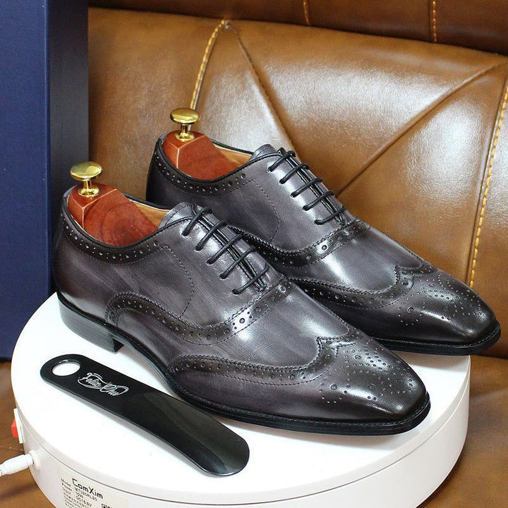 Lisslune | Handcrafted Men's Oxford Shoes Leather Brogue Dress Classic Business Formal Shoes