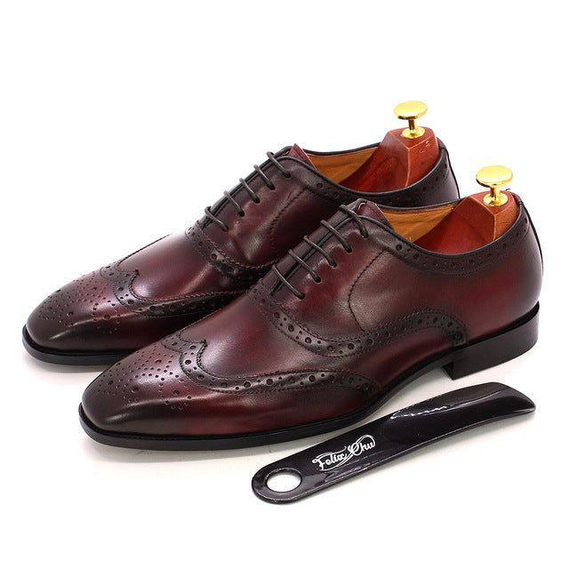 Lisslune | Handcrafted Men's Oxford Shoes Leather Brogue Dress Classic Business Formal Shoes
