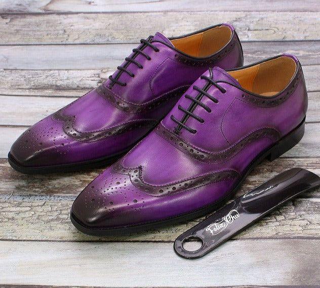 Lisslune | Handcrafted Men's Oxford Shoes Leather Brogue Dress Classic Business Formal Shoes
