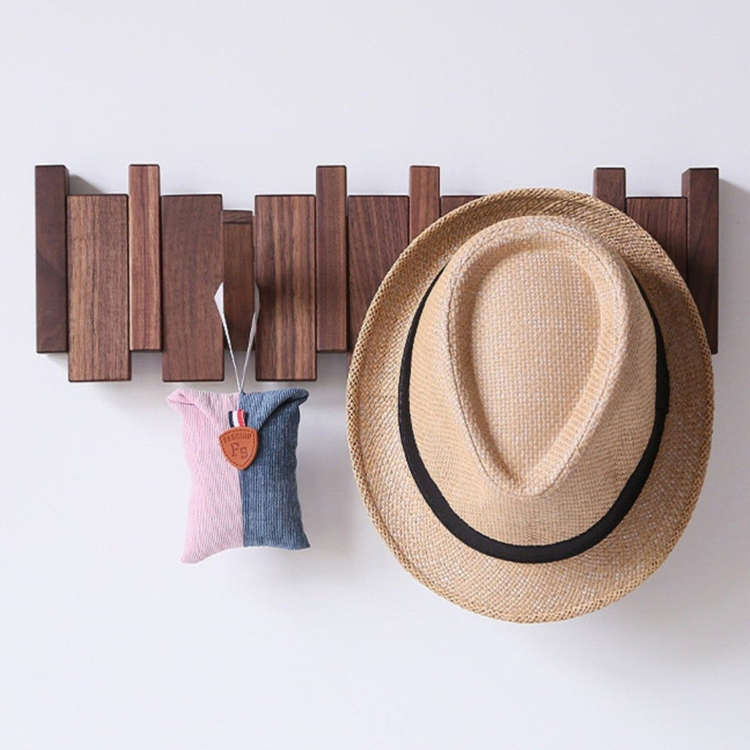 Lisslune | Handcrafted Wooden Piano Coatrack | Unique Design with 4-10 Hooks for Hallway, Bedroom & Office Storage