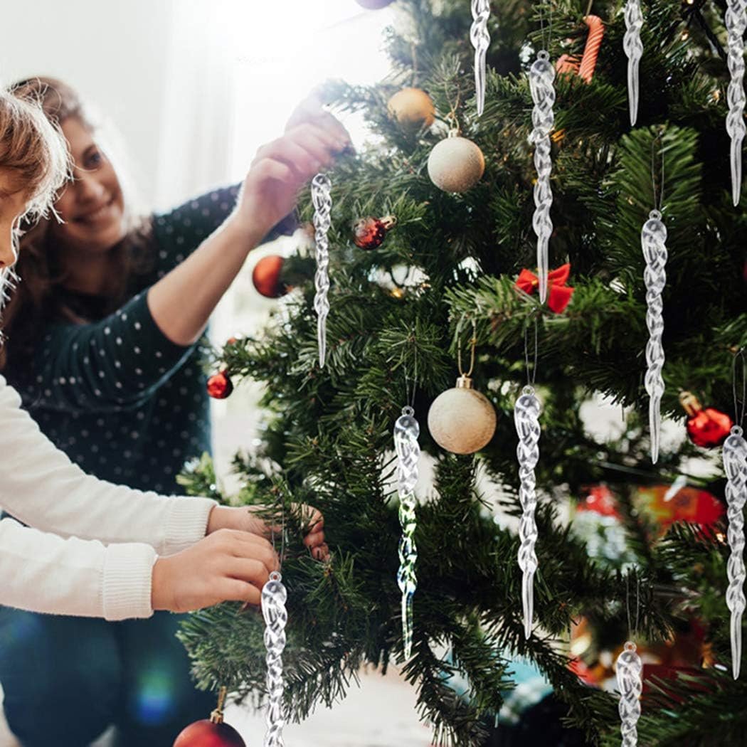 Lisslune | Hanging Christmas Icicle Ornaments - Christmas Tree Hanging Icicle Ornaments Bundle