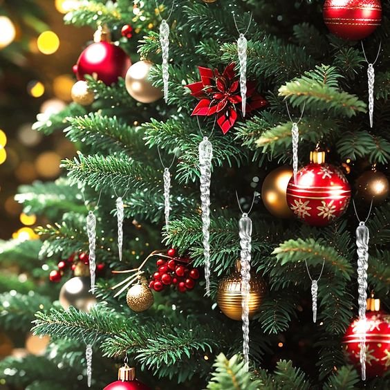 Lisslune | Hanging Christmas Icicle Ornaments - Christmas Tree Hanging Icicle Ornaments Bundle