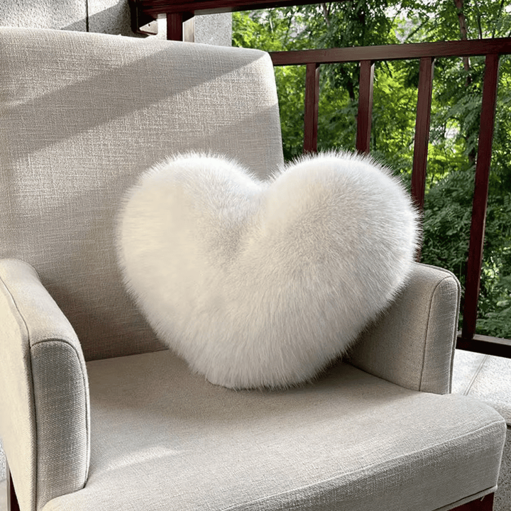 Lisslune | HEARTLUX – Soft Synthetic Fur Heart Pillow for Modern Home Decor