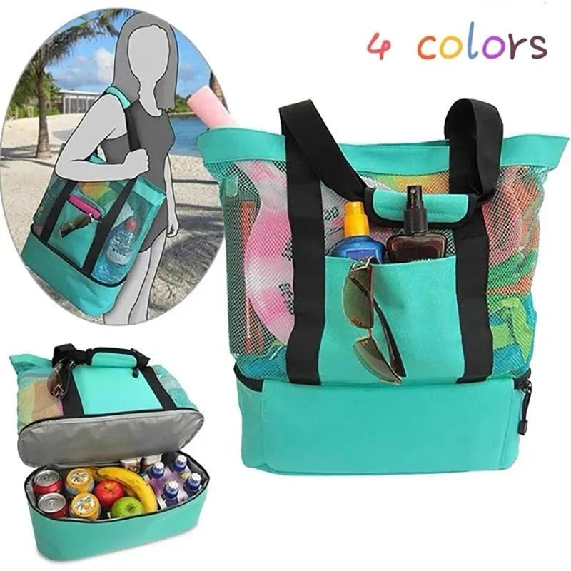 Lisslune | High-Capacity Picnic and Beach Bag – Waterproof, Double-Layer Mesh Design for Outdoor Adventures