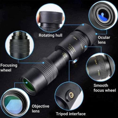 Lisslune | High-Power Waterproof Monocular Telescope with 10x Magnification for Bird Watching, Hiking, and Outdoor Adventures