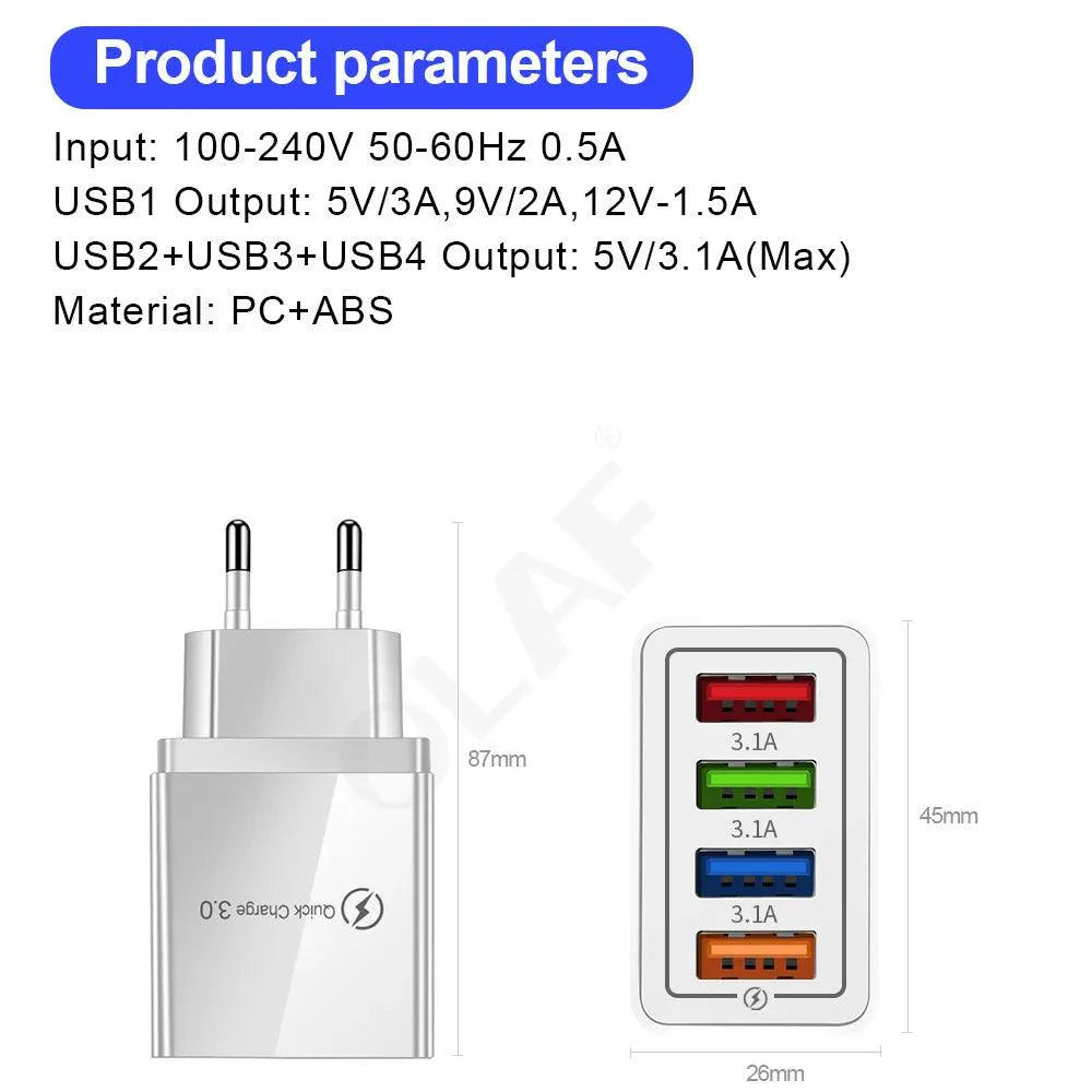 Lisslune | Fast Charge USB Wall Adapter for iPhone, Samsung, Xiaomi and Huawei - Maximize Your Charging Speed