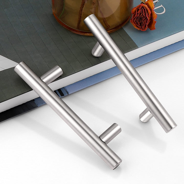 Lisslune | Brushed Nickel Modern Stainless Steel Drawer Hardware T-Bar Handles