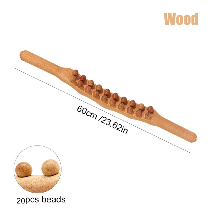Lisslune | WoodRelax Gua Sha Massage Stick – 60 cm Massage Tool Made of Natural Wood for Deep Muscle Relaxation