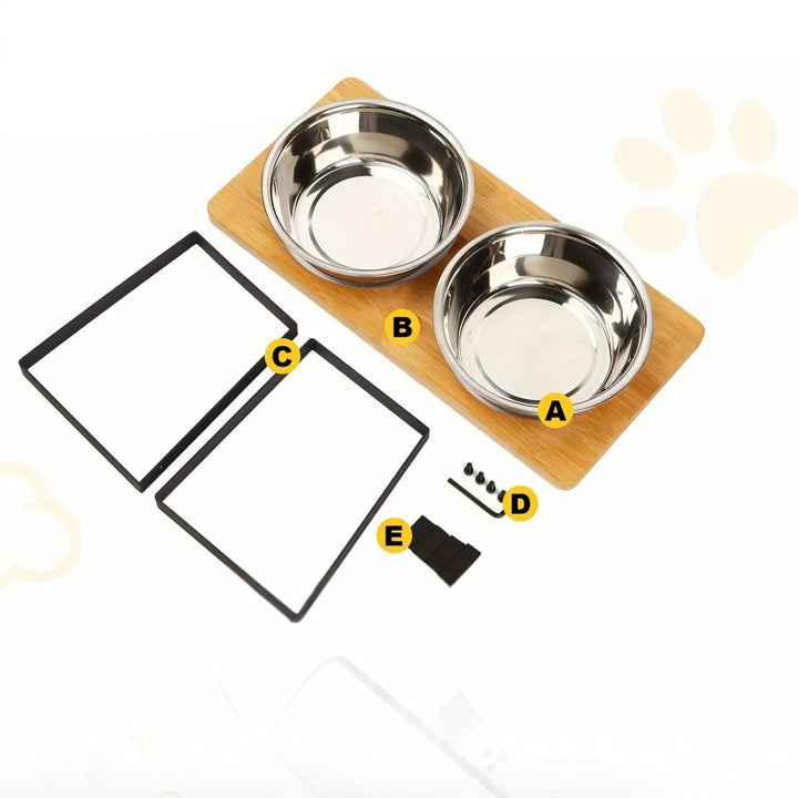 Lisslune | Elevated Dog Food Bowl – Bamboo Stand with Removable Stainless Steel Bowls