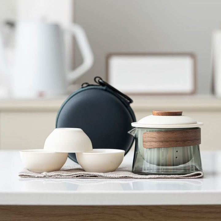 Lisslune | Portable Ceramic Tea Set with Teapot and Cups