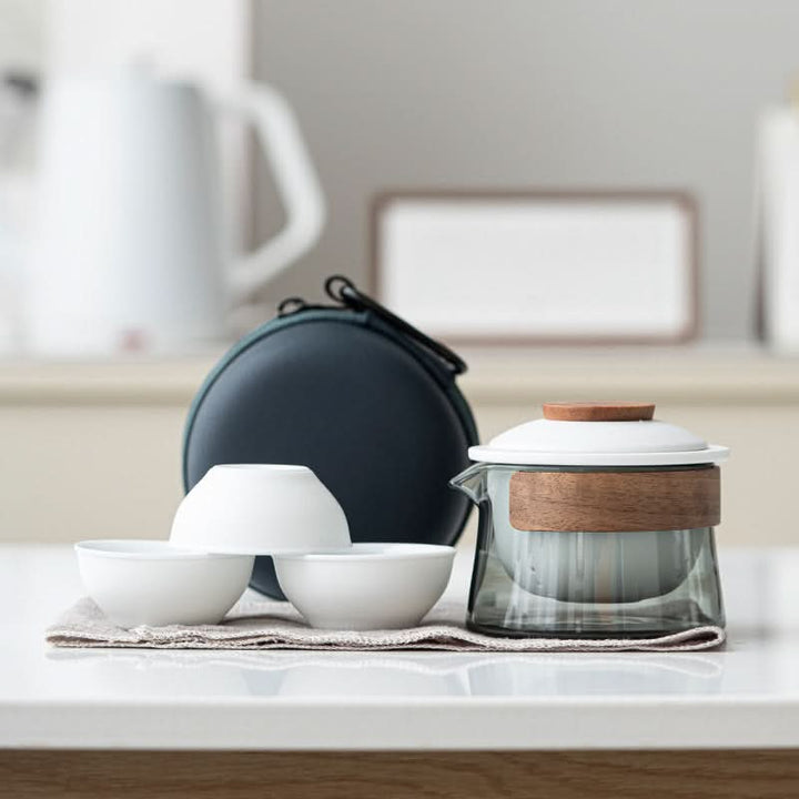 Lisslune | Portable Ceramic Tea Set with Teapot and Cups